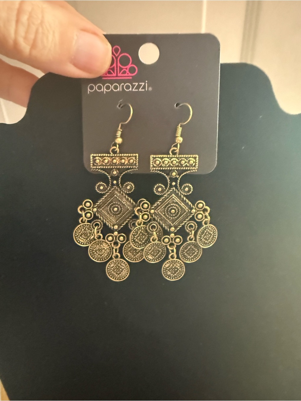 5/25 Paparazzi "Unexplored Lands" brass earrings